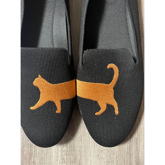 VIVAIA Cat Embroidered Knit Flats Black Women’s Size 11-11.5 Eco Friendly Shoes - Picture 2 of 6